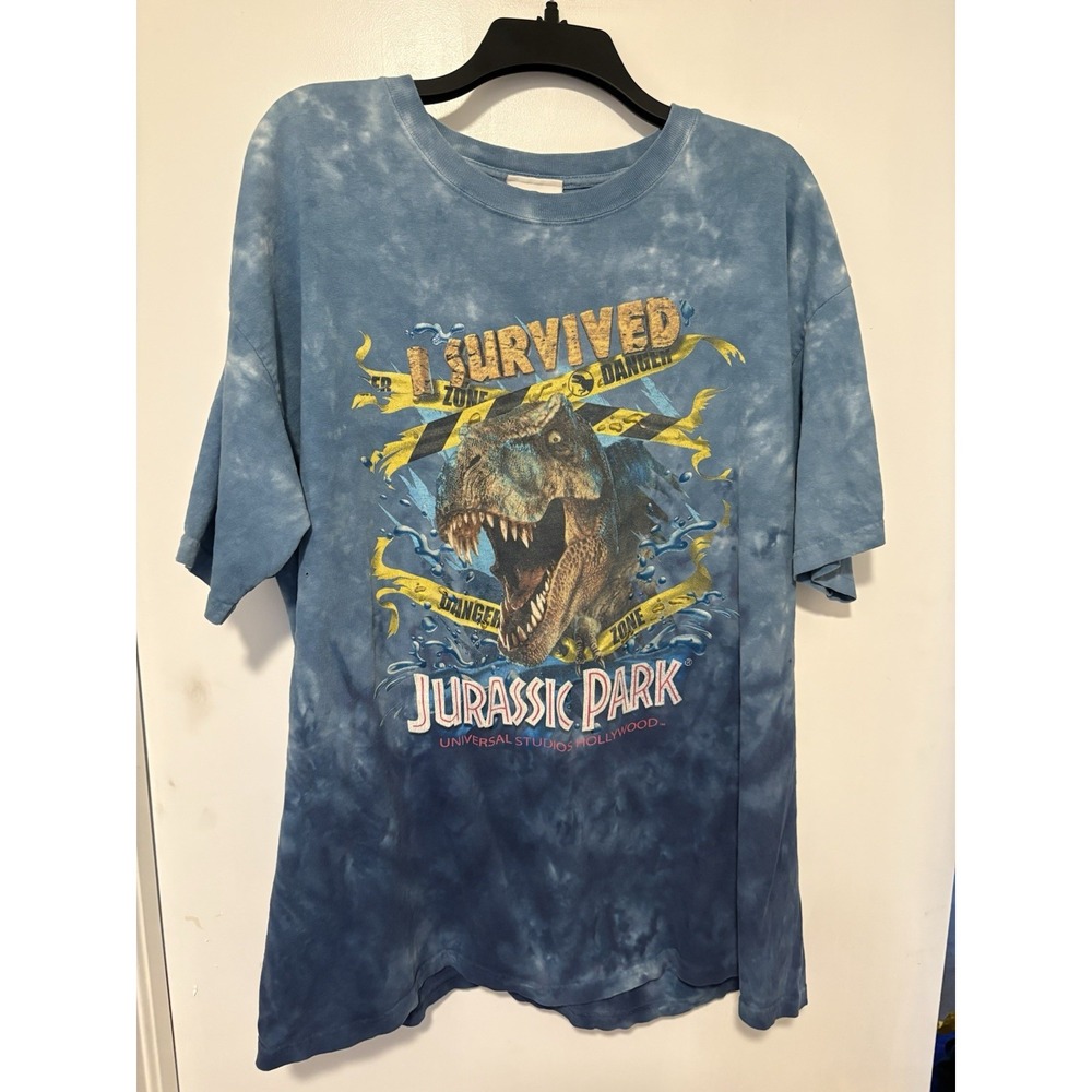 Vintage Jurassic Park The Ride Tie Dye T Shirt Universal Studios XL